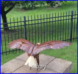 Handmade Metal Art American Bald Eagle Brown Farmhouse Yard Home Garden Decor