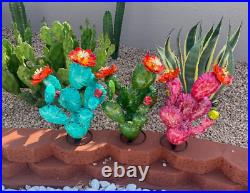 Handpainted Large Metal Prickly Pear Yard Art Garden Decor