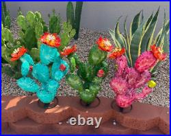 Handpainted Large Metal Prickly Pear Yard Art Garden Decor