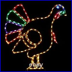 Happy Thanksgiving LED Lighted Yard Art Turkey Colorful Outdoor Holiday Display