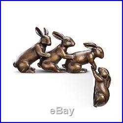 Helping Hand Rabbits Garden Sculpture Statue Lawn Yard Decor Bronze Metal Finish