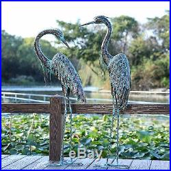 Heron Crane Statue Sculpture Garden Bird Yard Art Decor Lawn Solar Outdoor Patio