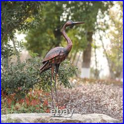 Heron Crane Statue Sculpture Metal Bird Art Home Decor Yard Patio Lawn Set of 2