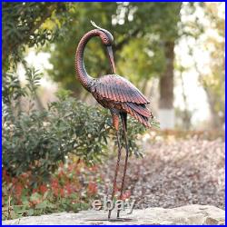 Heron Crane Statue Sculpture Metal Bird Art Home Decor Yard Patio Lawn Set of 2