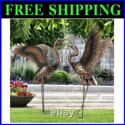 Heron Crane Yard Art Sculpture 46 Metal 2-Pack