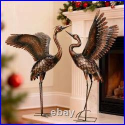 Heron Crane Yard Art Sculpture 46 Metal 2-Pack