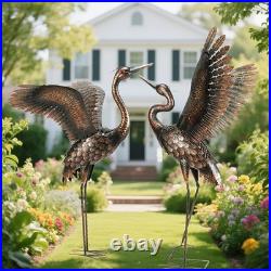 Heron Crane Yard Art Sculpture 46 Metal 2-Pack