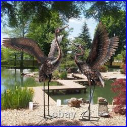 Heron Crane Yard Art Sculpture 46 Metal 2-Pack