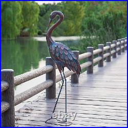 Heron Decoy Standing Bird Metal Crane Sculpture Statue Outdoor Yard Decoration