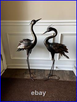 Heron Garden Crane Metal Yard Bird Art Outdoor Statues Sculpture Statue