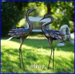 Heron Garden Crane Metal Yard Bird Art Outdoor Statues Sculpture Statue