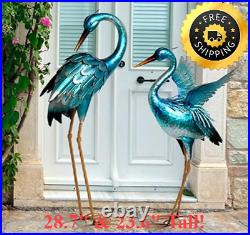 Heron Statues Set of 2 Garden Decor Crane Bird Sculpture Art Yard Outdoor Patio