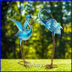 Heron Statues Set of 2 Garden Decor Crane Bird Sculpture Art Yard Outdoor Patio