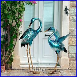 Heron Statues Set of 2 Garden Decor Crane Bird Sculpture Art Yard Outdoor Patio