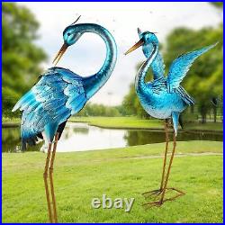 Heron Statues Set of 2 Garden Decor Crane Bird Sculpture Art Yard Outdoor Patio