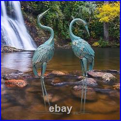 Heron Statues Set of 2 Sculpture Garden Decor Crane Bird Yard Art Outdoor Patio