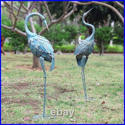 Heron Statues Set of 2 Sculpture Garden Decor Crane Bird Yard Art Outdoor Patio