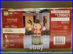 Holiday Living 50 Bear in Gift Box Sculpture w White LED Lights Christmas Yard
