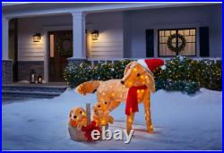 Home accents Christmas Golden Retriever with Basket of Puppies Yard Sculpture