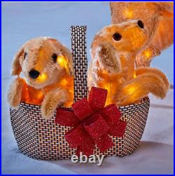 Home accents Christmas Golden Retriever with Basket of Puppies Yard Sculpture