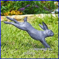 Hopping Rabbit Bunny Sculpture Metal Running Bunny Garden Statue Yard Lawn Decor