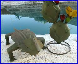 Horned Toad Lizard Pear Cactus Figure Rustic Recycled Metal Yard Garden Art 19