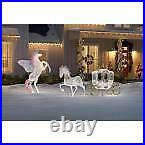 Huge LIGHTED 3-D CRYSTAL HORSE & CARRIAGE SLEIGH OUTDOOR CHRISTMAS Yard Decor