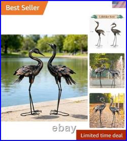 Intricate Bronze Crane Outdoor Sculpture Ideal Gift for Garden Lovers