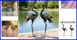 Intricate Bronze Crane Outdoor Sculpture Ideal Gift for Garden Lovers