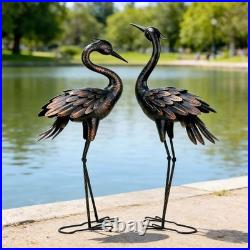 Intricate Bronze Crane Outdoor Sculpture Ideal Gift for Garden Lovers