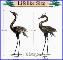 Intricate Bronze Crane Outdoor Sculpture Ideal Gift for Garden Lovers