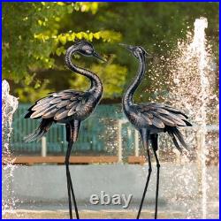 Intricate Bronze Crane Outdoor Sculpture Ideal Gift for Garden Lovers