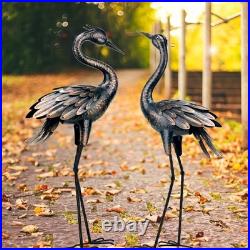Intricate Bronze Crane Outdoor Sculpture Ideal Gift for Garden Lovers