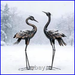 Intricate Bronze Crane Outdoor Sculpture Ideal Gift for Garden Lovers