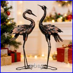Intricate Bronze Crane Outdoor Sculpture Ideal Gift for Garden Lovers