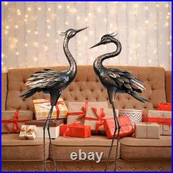 Intricate Bronze Crane Outdoor Sculpture Ideal Gift for Garden Lovers