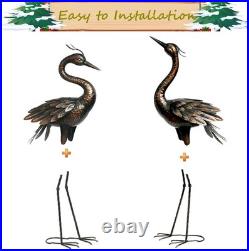 Intricate Bronze Crane Outdoor Sculpture Ideal Gift for Garden Lovers