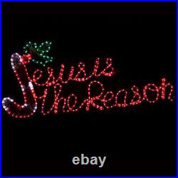 Jesus is the Reason Candy Cane Red LED Christmas Nativity Sign Yard Art Outdoor