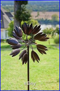 Kinetic Wind Spinner Sculpture Flower Yard Garden Metal Art Outdoor Decor Modern