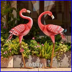 Kircust Flamingo Garden Statues and Sculptures, Metal Birds Yard Art Outdoor