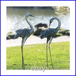 Kircust Garden Crane Statue for Outdoor, Blue Heron Decoy Garden Sculptures a