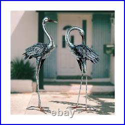 Kircust Garden Crane Statue for Outdoor, Blue Heron Decoy Garden Sculptures a