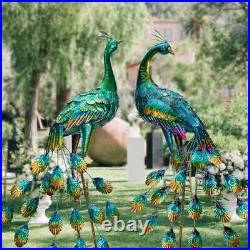 Kircust Peacock Garden Sculpture & Statues, Metal Birds Yard Art Lawn Green