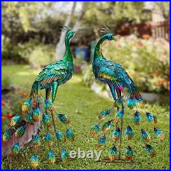 Kircust Peacock Garden Sculpture & Statues, Metal Birds Yard Art Lawn Ornament f