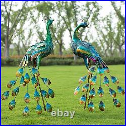 Kircust Peacock Garden Sculpture & Statues, Metal Birds Yard Art Lawn Ornament f