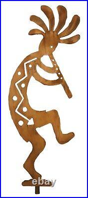 Kokopelli Flute Metal Yard Art, Right Facing, Rust Finish, Handmade in the USA