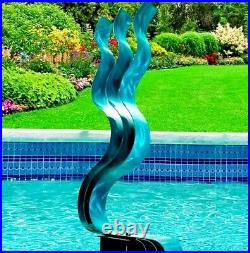 LARGE AQUA SCULPTURE Modern Abstract Metal Garden Decor ORIGINAL Jon Allen