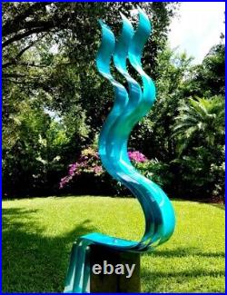 LARGE AQUA SCULPTURE Modern Abstract Metal Garden Decor ORIGINAL Jon Allen