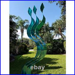 LARGE AQUA SCULPTURE Modern Abstract Metal Garden Decor ORIGINAL Jon Allen