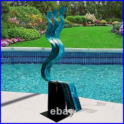 LARGE AQUA SCULPTURE Modern Abstract Metal Garden Decor ORIGINAL Jon Allen